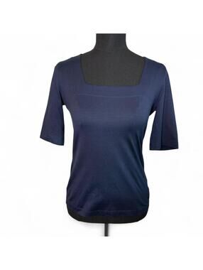 Akris Punto Navy Blue Cotton Top sz 6